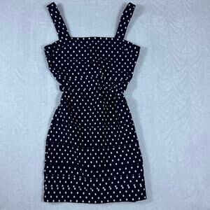 Tommy Hilfiger Womens 8 Dark Blue Polka Dot Sheath Knee Length Dress Wide Straps